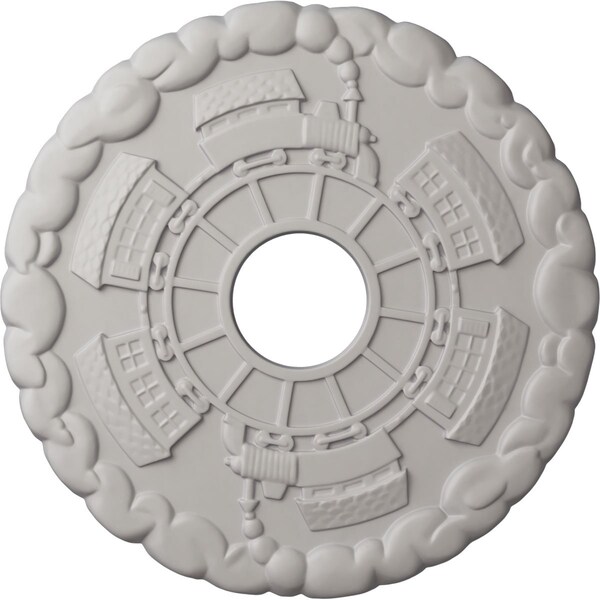 Ekena Millwork Kendall Train Station Medallion (Canopies up to 3 7/8"), 18 1/2"OD x 3 7/8"ID x 1"P, Ultra White CM18KDUWF - main